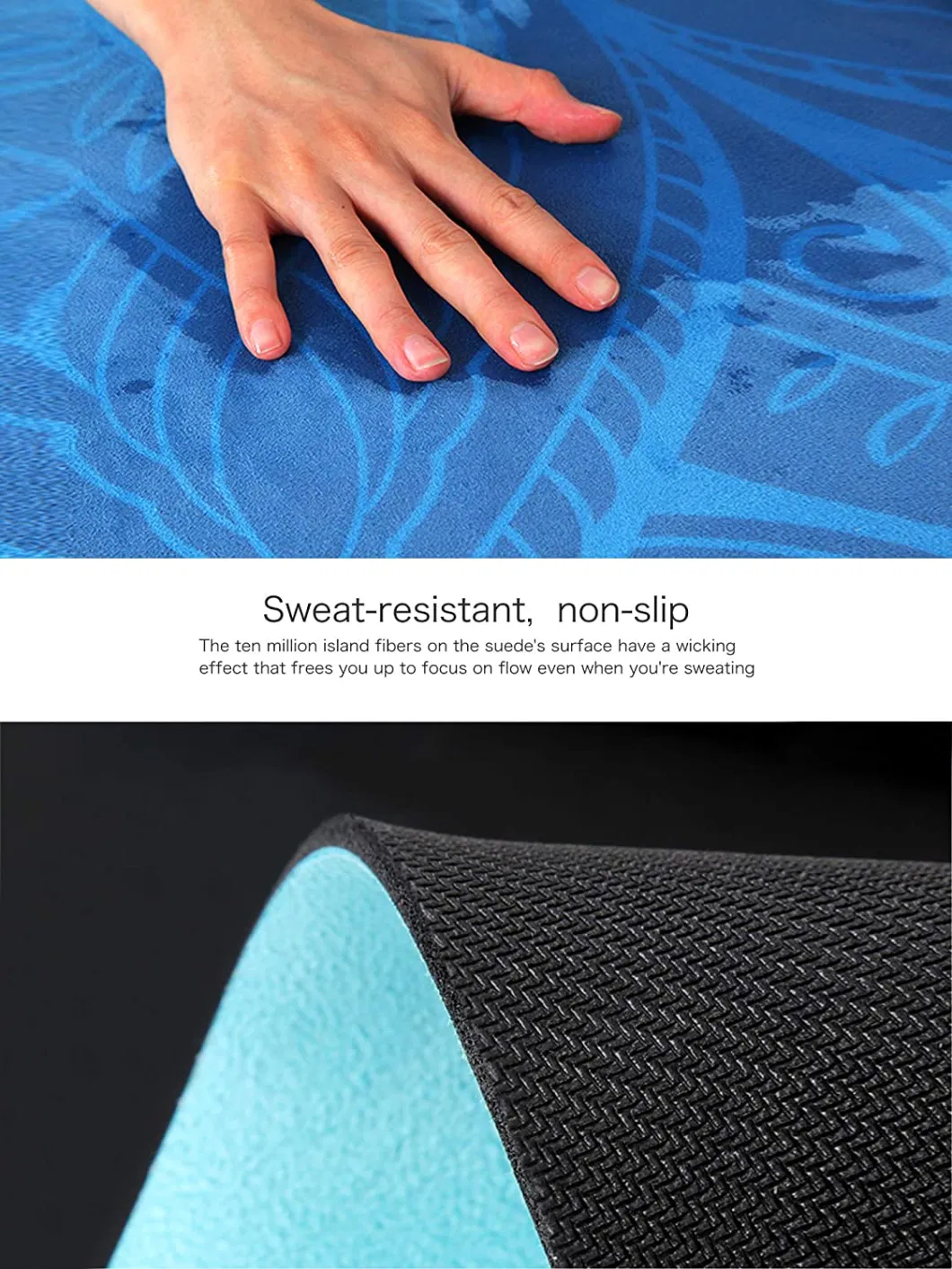 Carpets Round or Yoga Mat Luxurious Sueded Microfiber Surface Super Grippy Natural Rubber Non-Slip Base Perfect for Stretching Yoga Eco-Friendly