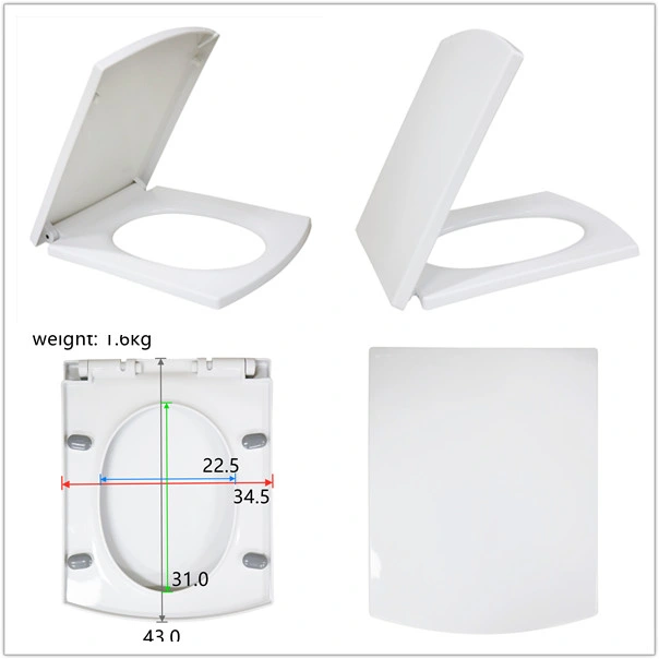 Factory Supply Square PP Slow Drop Toilet Seat