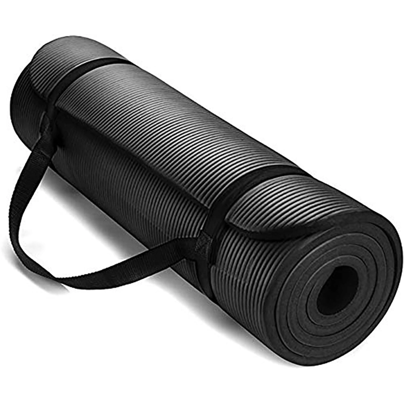 Leaderway 8-20mm Extra Thick High Density Anti-Tear Exercise Balance NBR Yoga Mat with Carrying Strap
