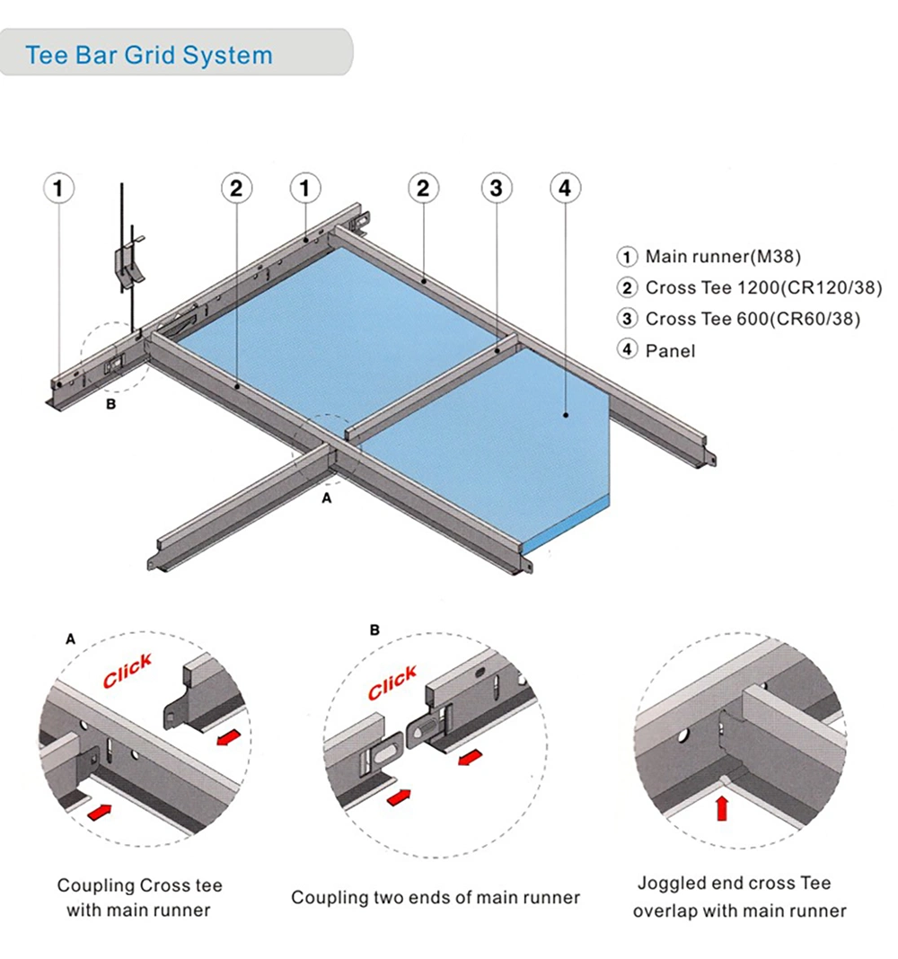 T Shaped Ceiling Keel Suspended Galvanized Ceiling T Bar for Ceiling Tiles