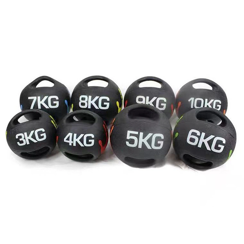 Handle Grip Rubber Gym Pilates Ball Double Dual Fitness Rubber Balls Training Elastic Balance Balls Wbb15376