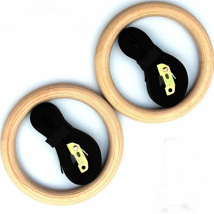 Gym Rings Nylon Strap Cross Fitness Wooden Gymnastic Rings