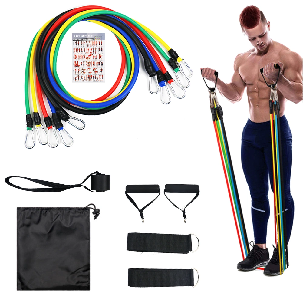 2021 High Quality 11PCS Latex Resistance Bands Set for Exercise Workout Fitness Kits