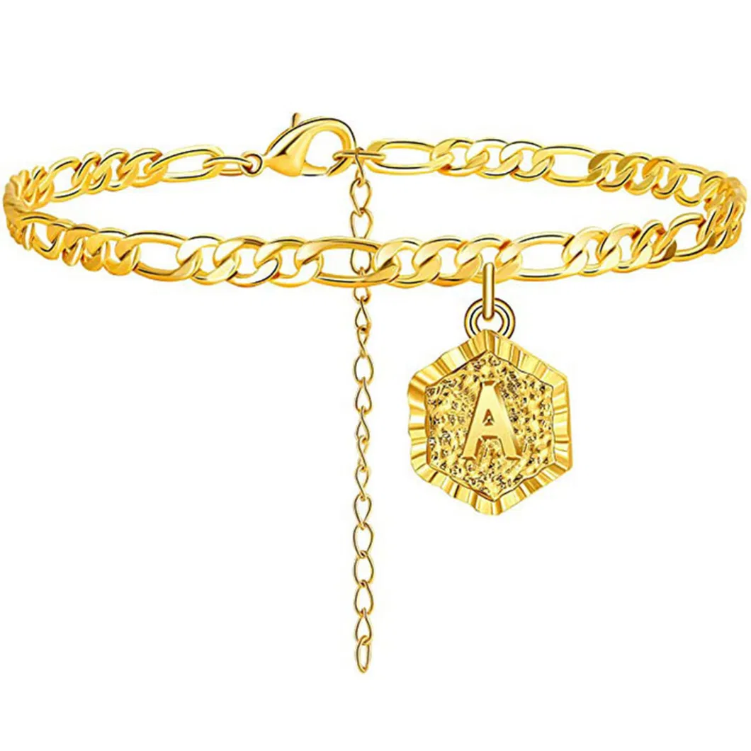 Custom Name Gold Anklet with Initials for Women Men Ankle Bracelets Figaro Cuban Link Anklet Bracelet