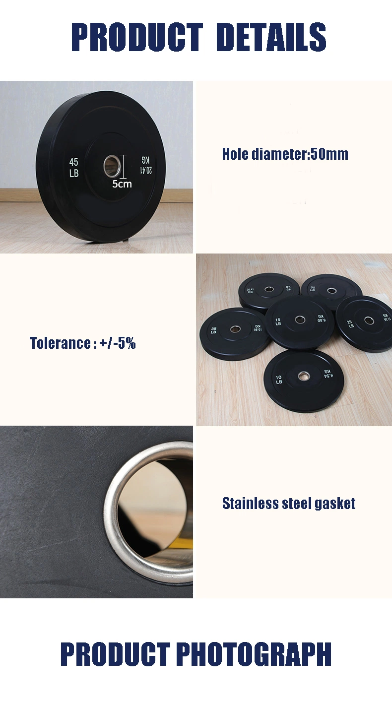 Wholesale Gym Weight Lifting Rubber Bumper Plates Standard Black 2 Inch Lbs Kg Barbell Fitness Training Equipment Weight Plate 20kg