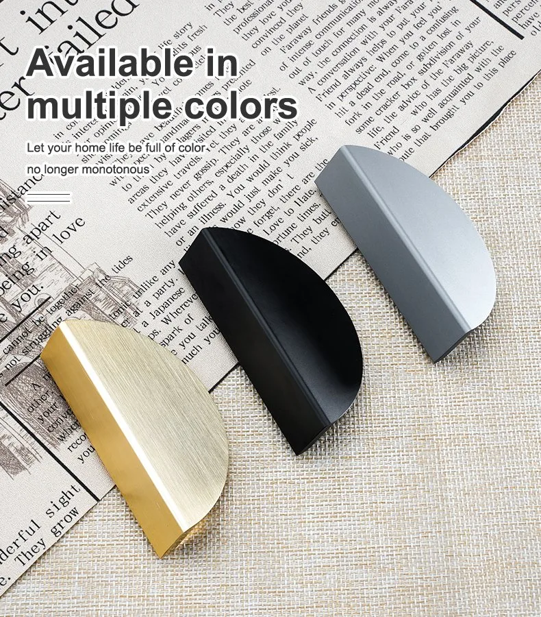 Brushed Brass Black Grey Drawer Pull Manufacturer Hardware 64mm Handles Aluminum Alloy Metallic Hotel Cabinet Hand