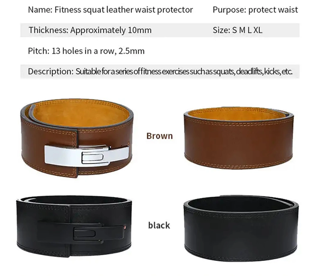 Fitness Body Building Weight Lifting Belt Cowhide Gym Waist Lever 13mm Weightlifting Leather Lifting Belt for Men