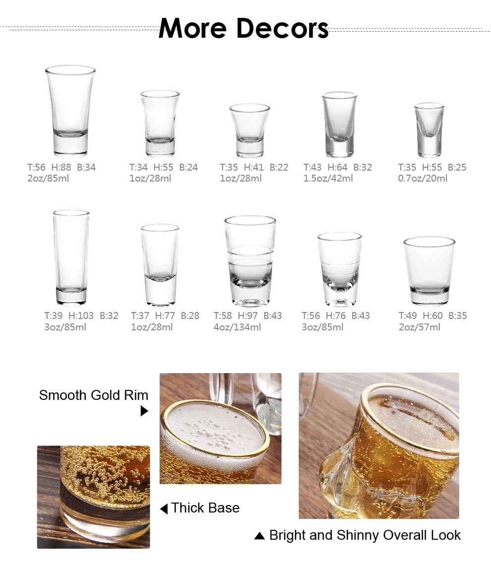 Stock Shot Glass Mix Container Custom Print Small Wine Tumbler Cup Glassware Small Shooter Glasses