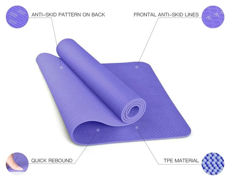 High Quality TPE Material Foldable Non-Slip Exercise Yoga Mat for Women