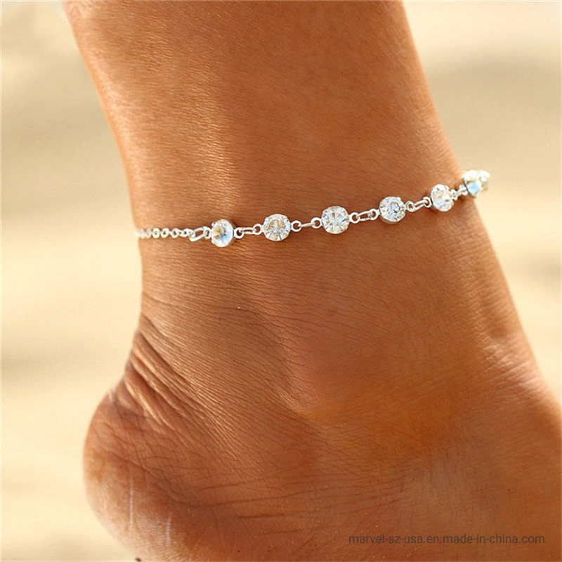 Rhinestone Chain Women&prime;s Anklets Silver Color/Gold Color