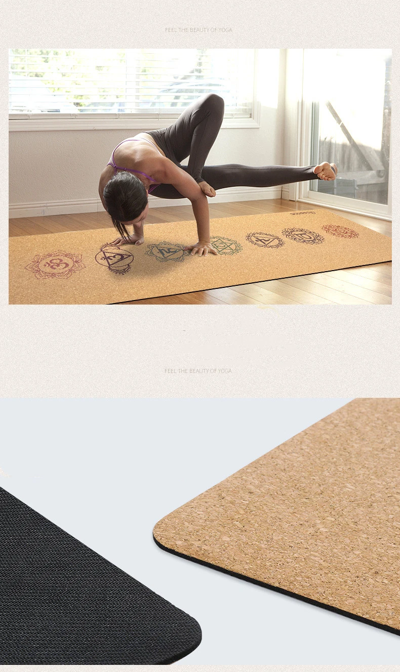 Cork Wood Eco Friendly Gym Natural Rubber Yoga Mat