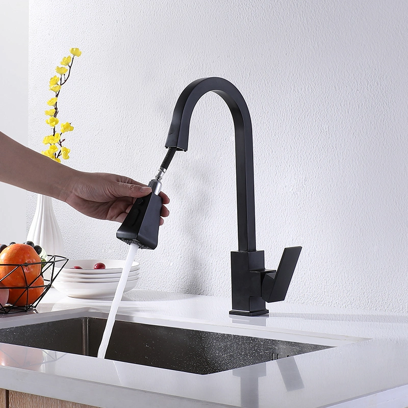 Bto Luxury Matte Black Kitchen Mixer Faucet with Pull Down Sprayer