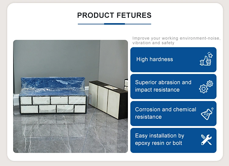 Ceramic-Rubber Composited Plates with Steel Bar with Bolts for Chute Liners