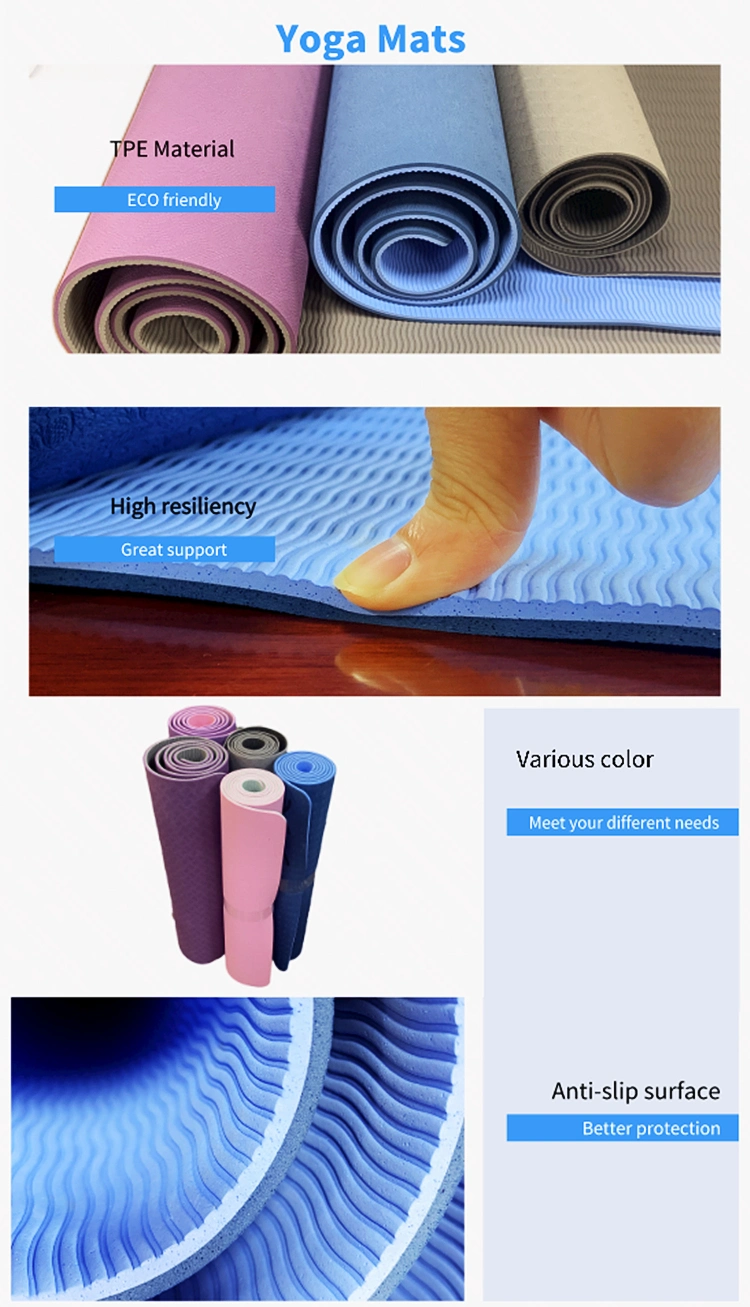 Gym Eco-Friendly Double Color Exercise Non-Slip TPE Foam Yoga Mat