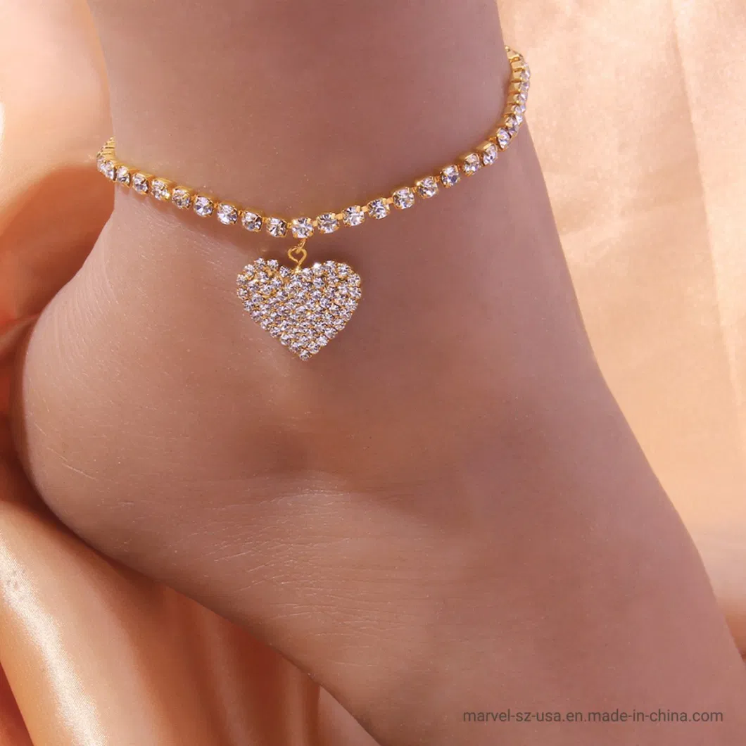 Rhinestone Chain Women&prime;s Anklets Silver Color/Gold Color