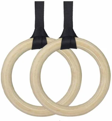  Attrezzature fitness anelli da palestra anelli da ginnastica in legno con cinghie regolabili Anelli di esercitazione