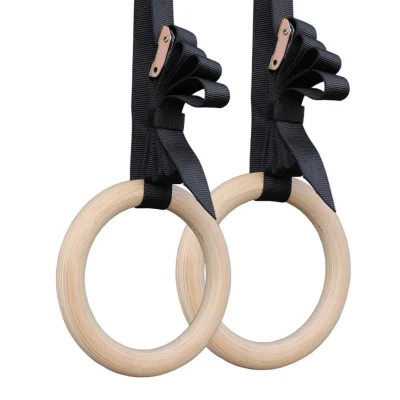  Anelli di Fitness Gym in legno per l&prime;allenamento di forza con logo personalizzato Crossfit 32 mm