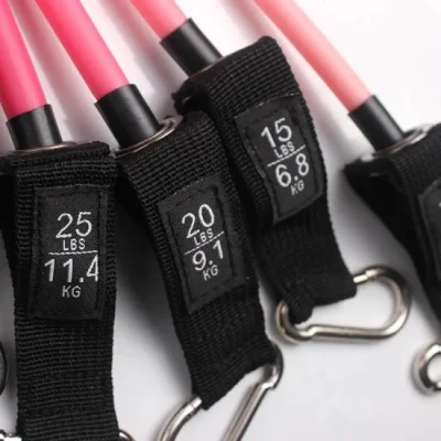 Set di bande di resistenza personalizzate con logo da 11 pezzi, fascia da tubo da esercizio da 150 lb