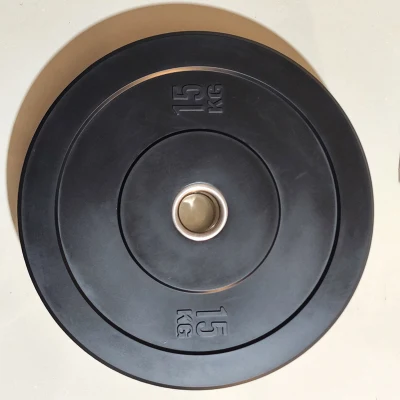  Palestra nera inodore commerciale Olympic Fitness Rubber Bar Barbell Bumper Piastra pesi da 5 a 25 kg 10lb-55lb