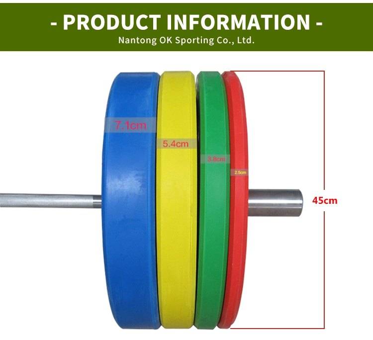 Power Training Barbell Color Rubber Bumper Weight Plates