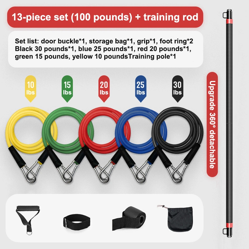 Portable Yoga Bar Elastic Rope Pull Rope Fitness Equipment Yoga Straps Pilates Ropes Fitness for Home Gym Bl15175
