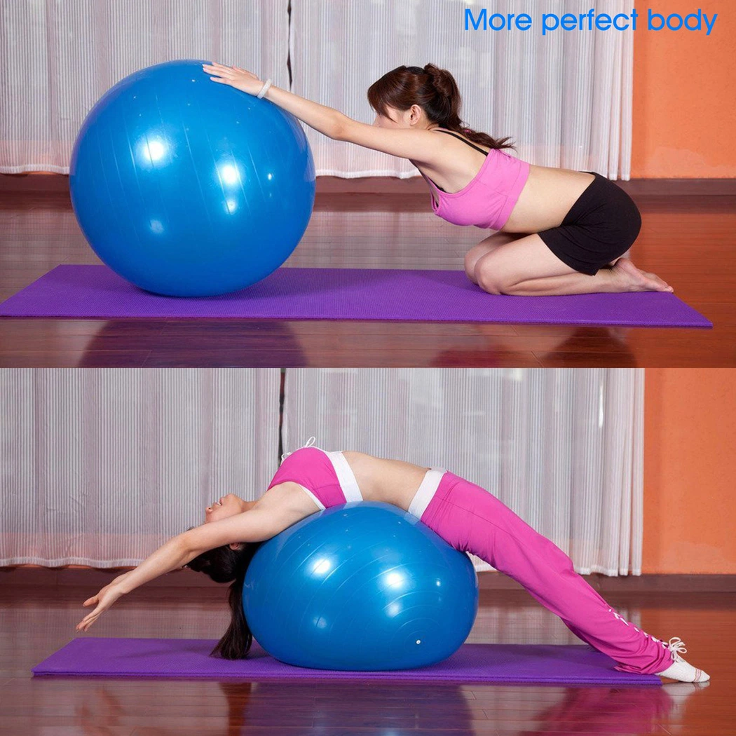Anti-Burst Pilates Exercise Gym Back Muscle Relax Ball Pump Premium Black PVC Yoga Ball
