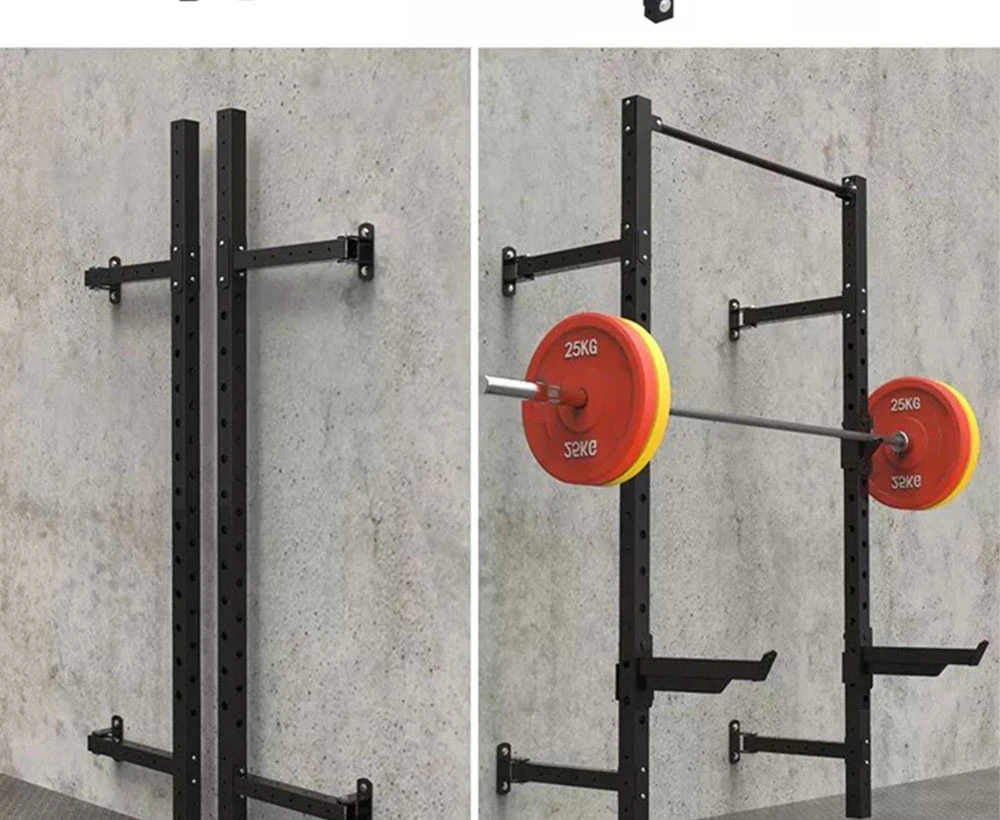 Foldable Half Back Wall Mount Power Folding Squat Rack Cage Smith Equipment