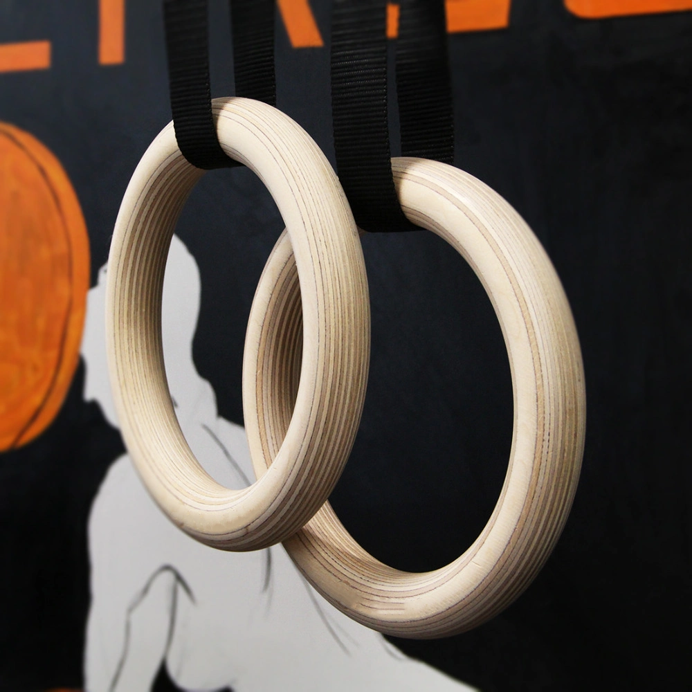 28mm 32mm Strength Fitness Equipment Gym Exercise Birch Wooden Gymnastic Rings