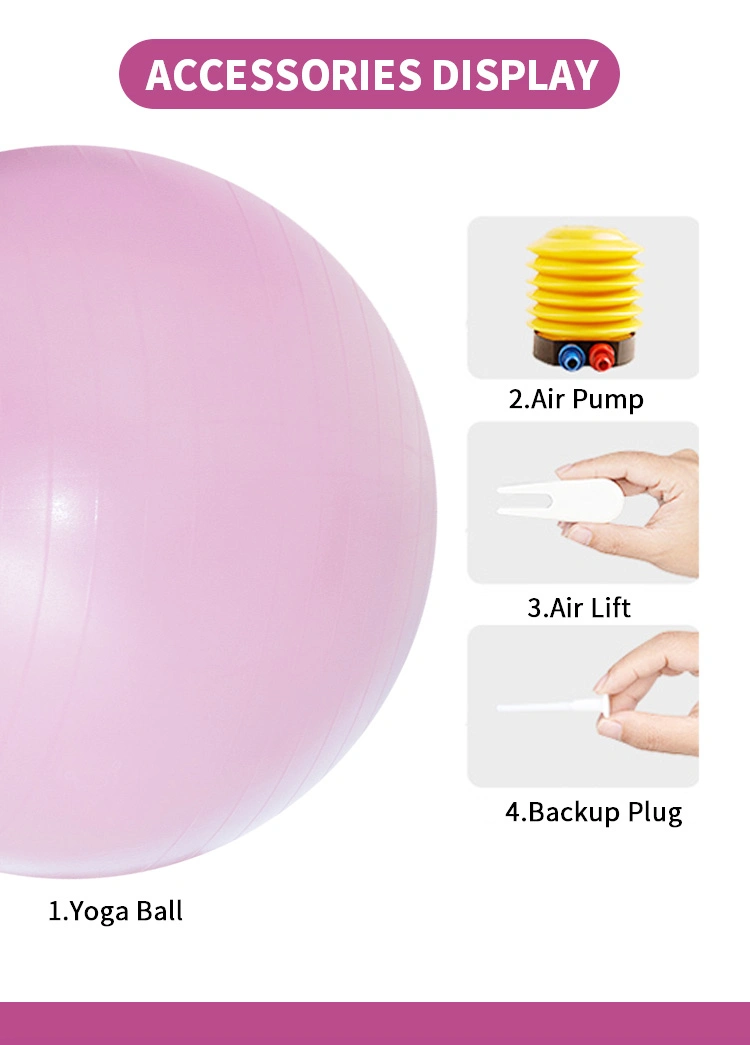 2000lbs Static Strength Exercise Stability 65cm Yoga Fitness Ball with Pump