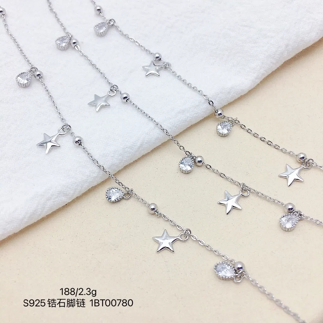 OEM Custom 925 Silver Fashion Jewelry CZ Wholesale Jewellery Anklet