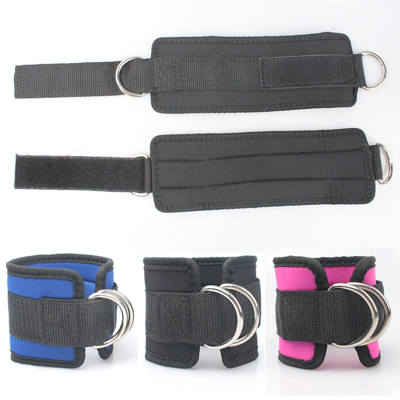 2PCS Ankle Straps for Cable Machines Weightlifting Gym Workout Fitness Double D-Ring Neoprene Padded Ankle Cuffs for Legs, ABS and Glute Exercises Esg11408