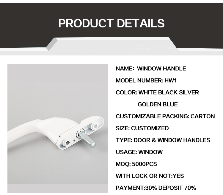 ISO9001 White Cranked Espag UPVC Window Door Cabinet Hardware Handle