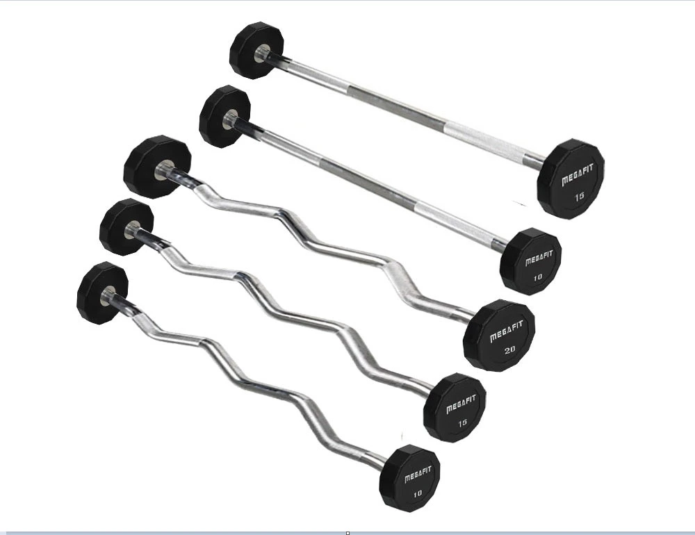 Gym 12 Deformed TPU Material Fixed Straight Bar Barbell Curved Bar Barbell