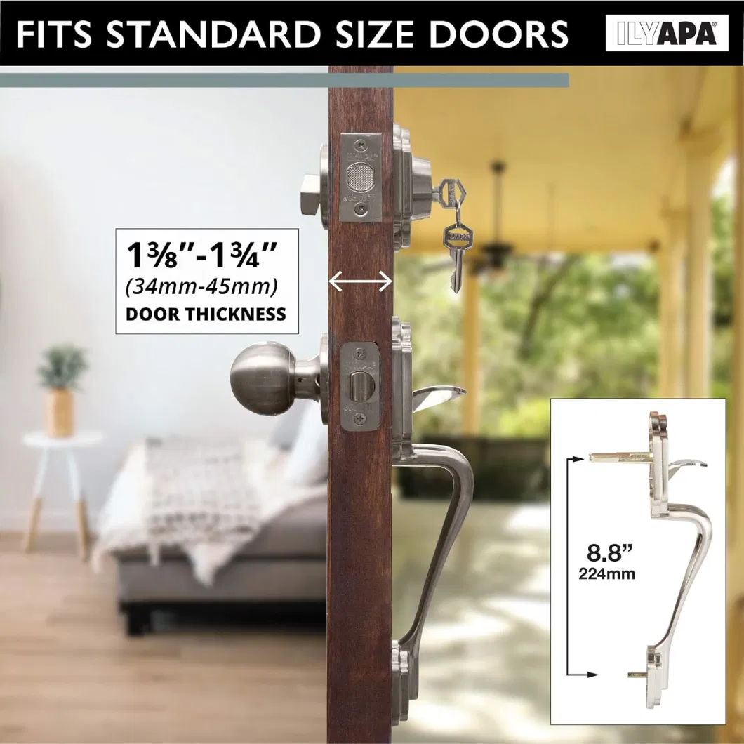 Door Lock Set Handle with Single Cylinder Deadbolt