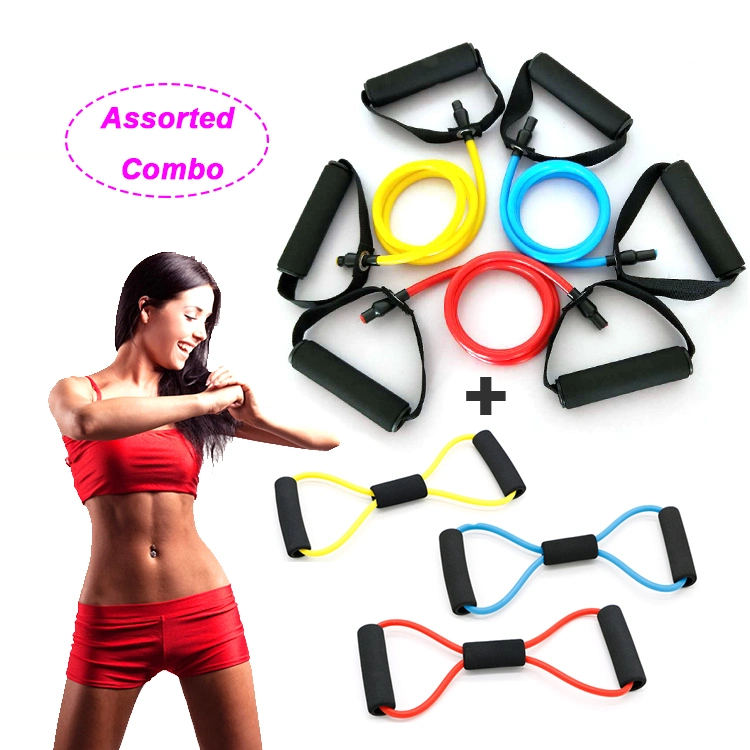 Factory Price Home Gym Workout Stretchy Tension Resistance Bands with Different Resistance Level, Customized 5 Colors 1.2m Crossfit Yoga Training Bands Set