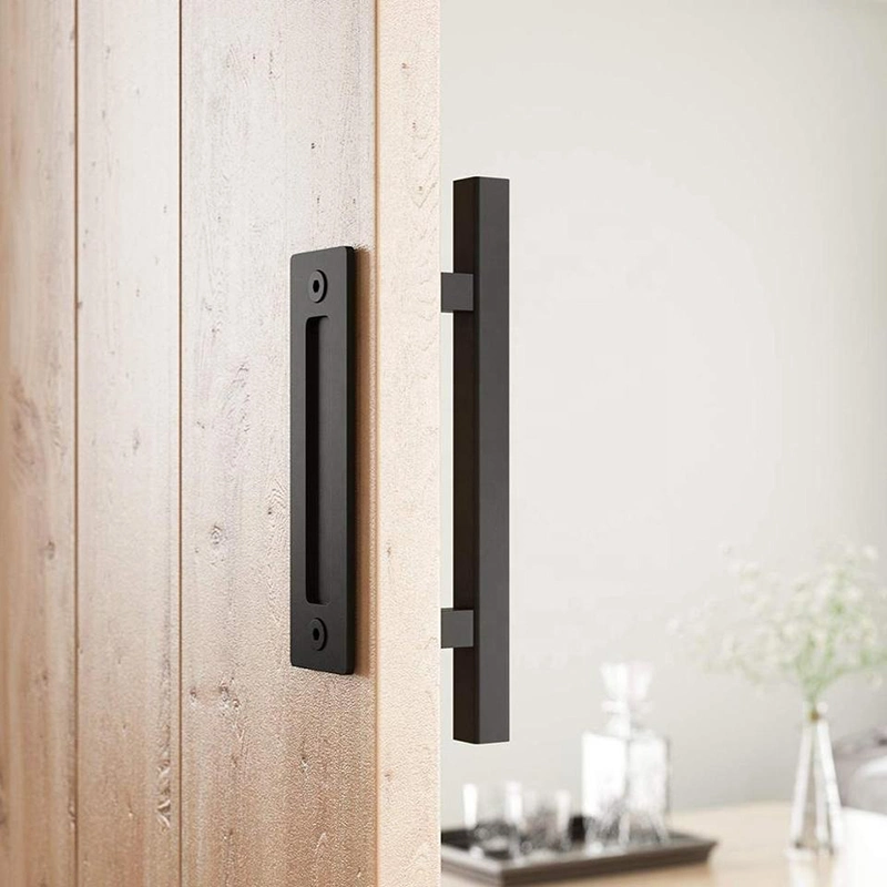 Carbon Steel Black Coating Door &amp; Window Handles Square Sliding Barn Door Handle