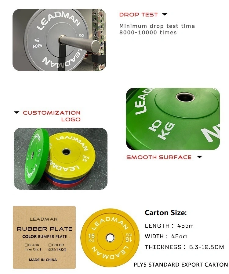 High Quality Custom Logo Commercial Fitness Equipment Weightlifting Weight Bumper Plates Iwf Standard Color Coded