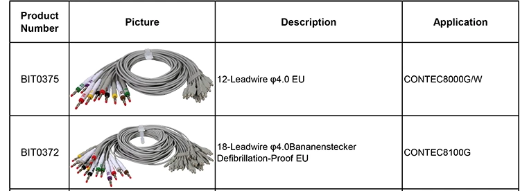 Contec Portable Leads and Circuit EKG 12 Lead Cable 18 Channel ECG Machine Accessories