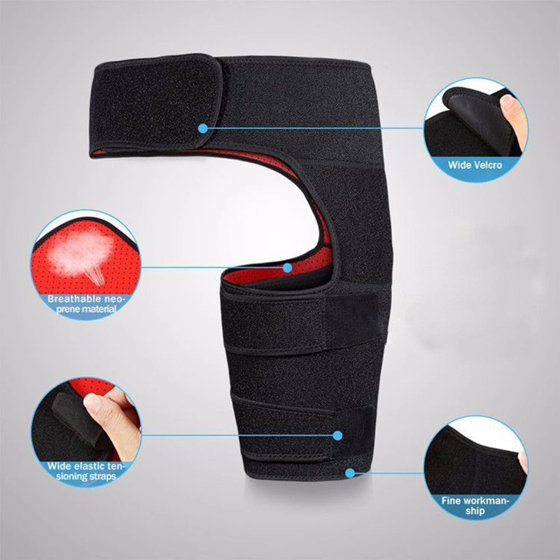 Adjustable Neoprene Thigh Support Groin Brace, Pain Relief Hip Strain Compression Wrap Black Groin Wrap Hamstring Wrap Aids Wbb12996