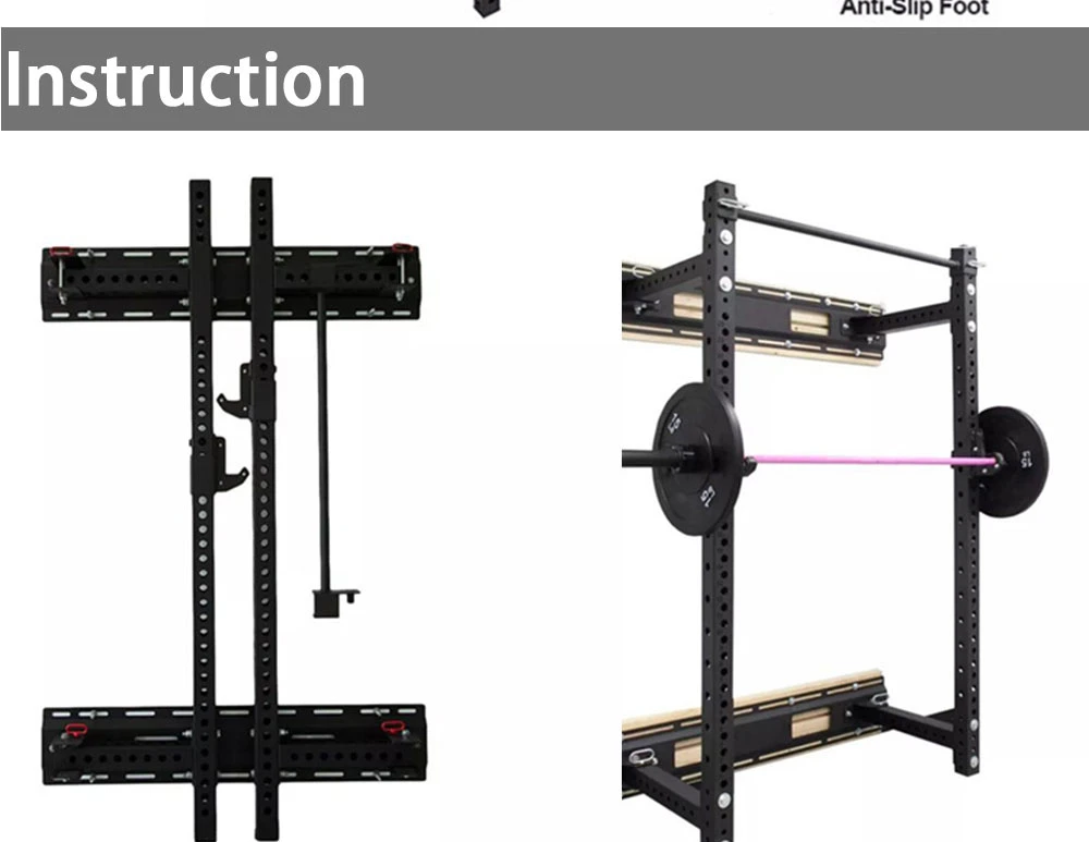 Foldable Half Back Wall Mount Power Folding Squat Rack Cage Smith Equipment