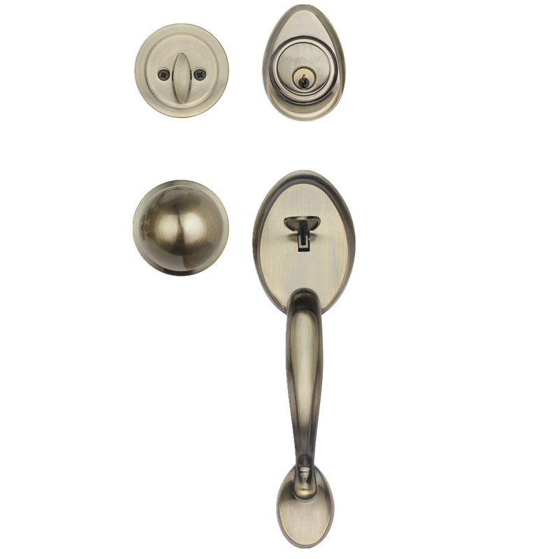 Single Cylinder with Lever Door Handle (for Entrance and Front Door) Reversible for Right and Left Handed Deadbolt Handle Set