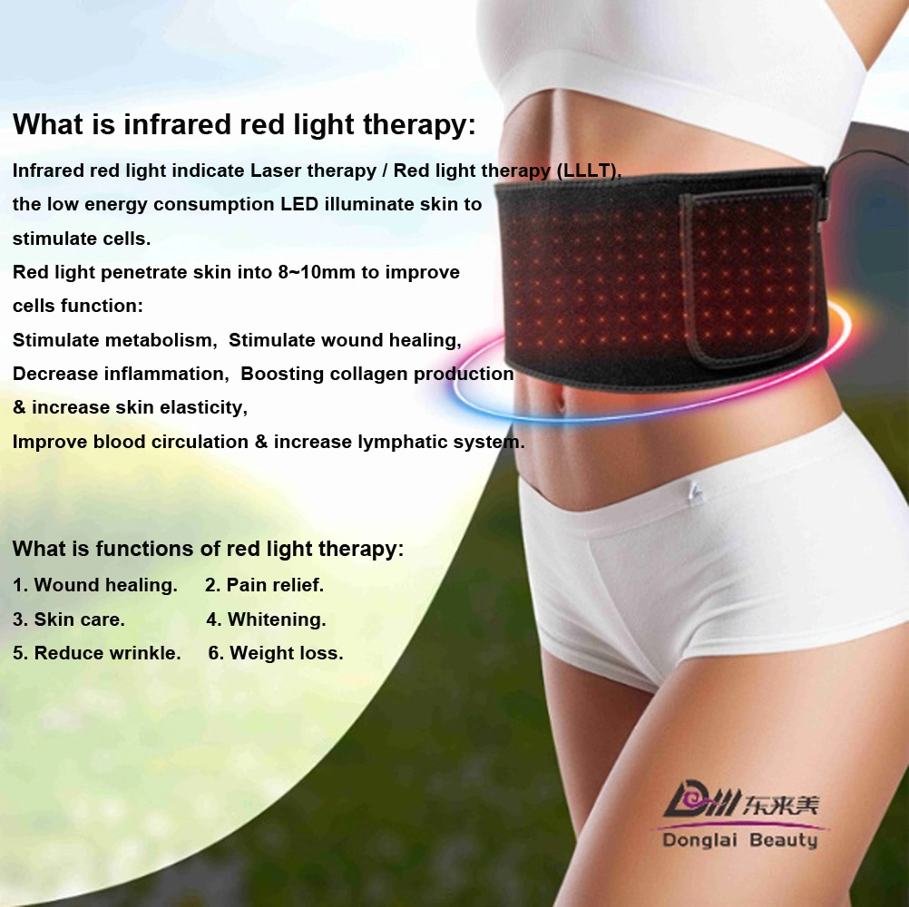 2024 New Technology 660nm 850nm Heating Waist Support Belt Heating Physical Therapy Waist Support Belt LED Red Infrared Light Therapy Belt