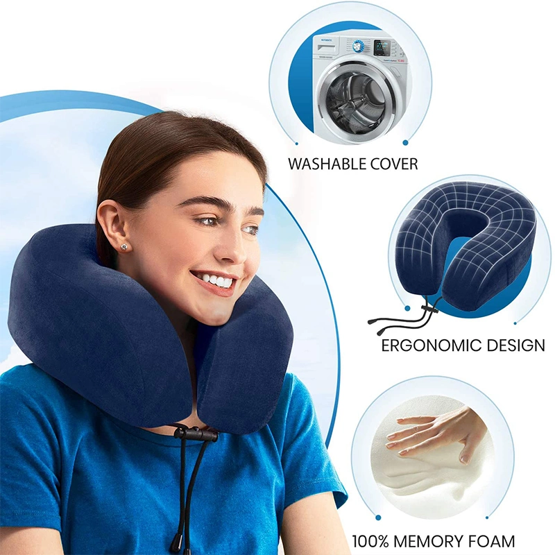 Memory Foam Travel Pillow - Airplane Neck Rest &amp; Plane Accessories Head Support Pillow for Sleeping