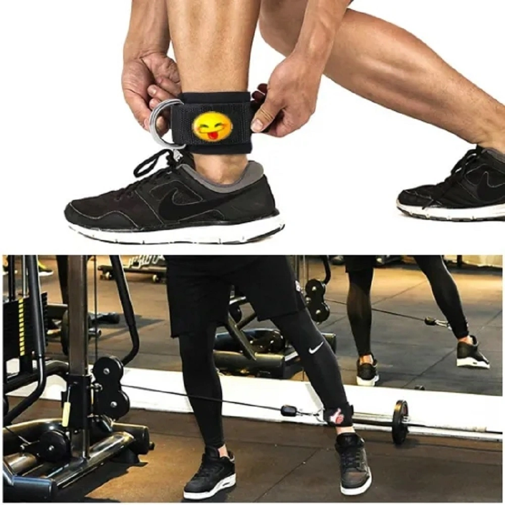 Fitness Double D-Ring Neoprene Padded Ankle Cuffs for Legs, ABS and Glute Exercises 2PCS Ankle Straps for Cable Machines Bl11408