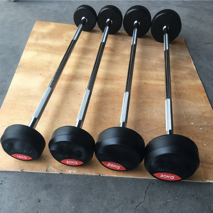 High Quality Straight or Curl Rubber Fixed Barbell