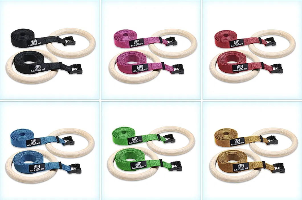 Body Workout Adjustable Strap Wooden Gym Ring Gymnastics Ring Gym