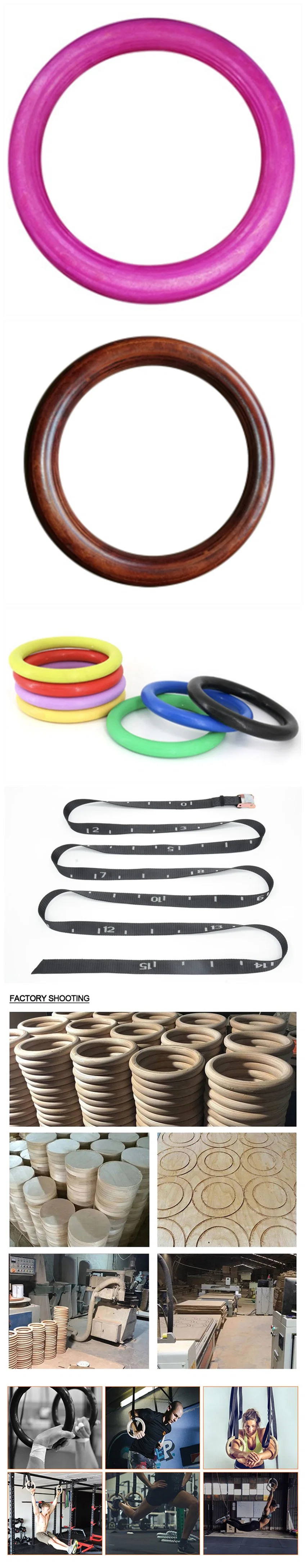 Wooden Gymnastic Rings Workout Power Training Adjustable Strap Core 38mm Sports Ring Strength Exercise Gymnastic Fitness Nylon Strap Wooden Gym Rings