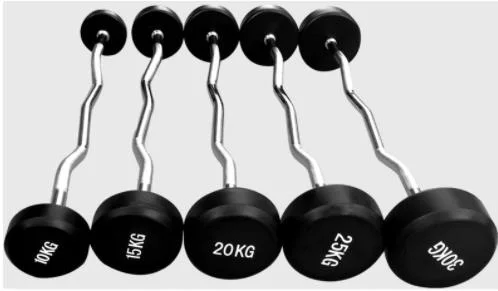 Gym Club Uesd Black Weight Lifting Rubber Coated 20lb Fixed Straight Barbell