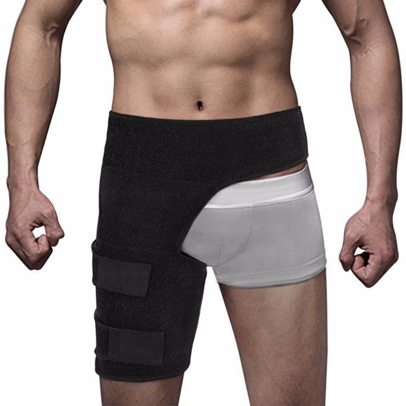 Adjustable Neoprene Thigh Support Groin Brace, Pain Relief Hip Strain Compression Wrap Black Groin Wrap Hamstring Wrap Aids Wbb12996