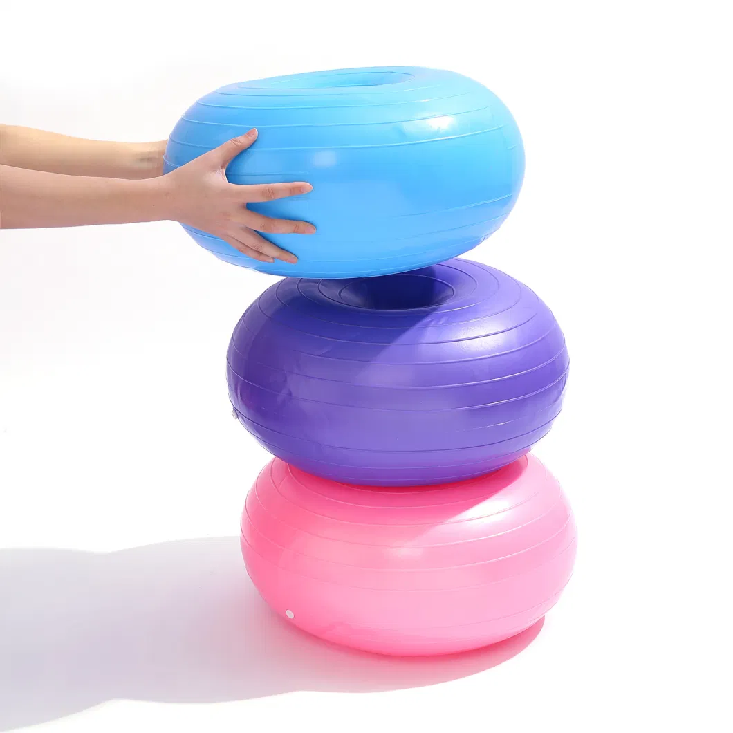 Yoga Ball 50cm PVC Pink Doughnut Shape Thicken Anti-Explosion Inflatable Seating
